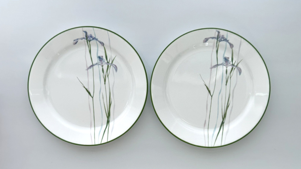 Set of 2 Corelle SHADOW IRIS Dinner Plates 10.25" Vintage Retired Made in USA